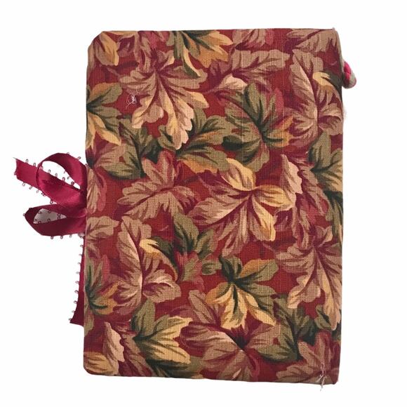 Handcrafted Fabric Floral Fabric Maroon Hand Made Journal NWOT - Picture 3 of 7